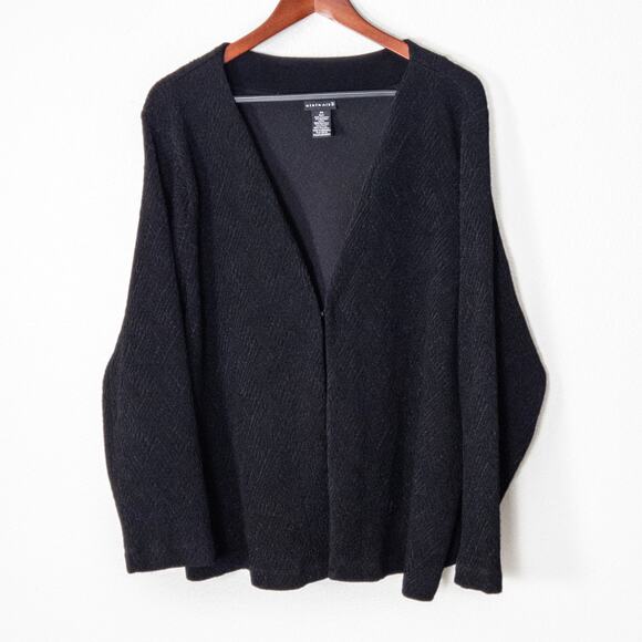 Citiknits Sweaters - Citiknits Womens Cardigan 3X Black Tonal Chevron Minimalist Layering Travel Knit
